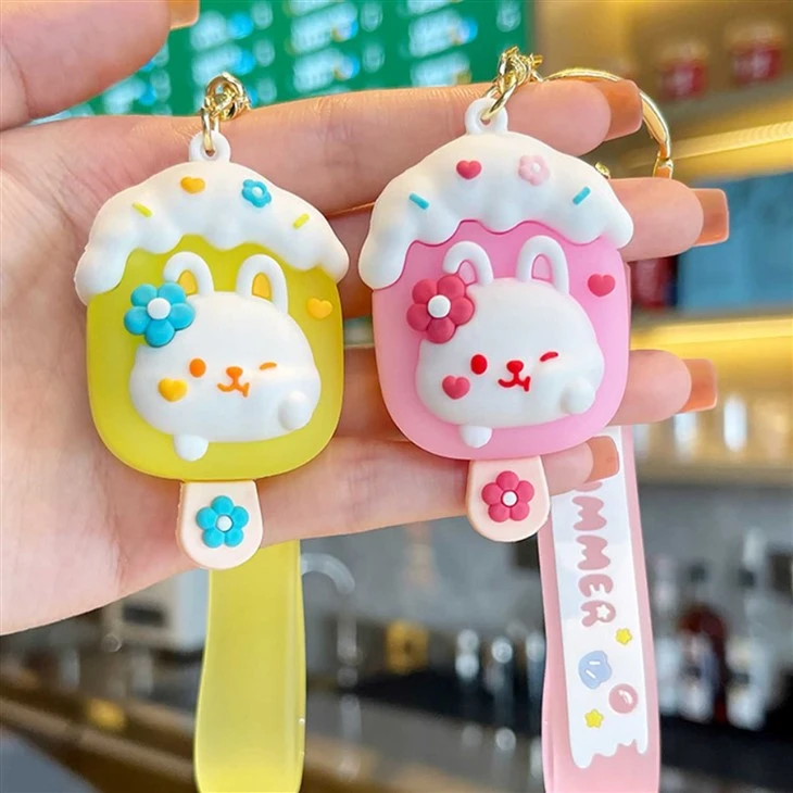 Bunny Ice Cream Cartoon Keychain